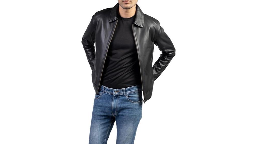 men s leather polo jacket