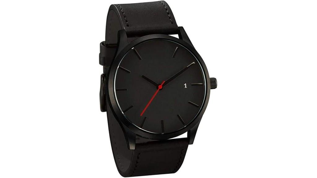 minimalist leather quartz watch
