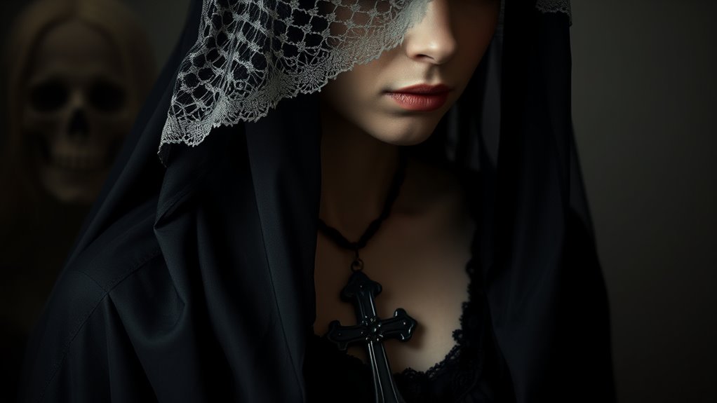 mourning symbols veils crosses black