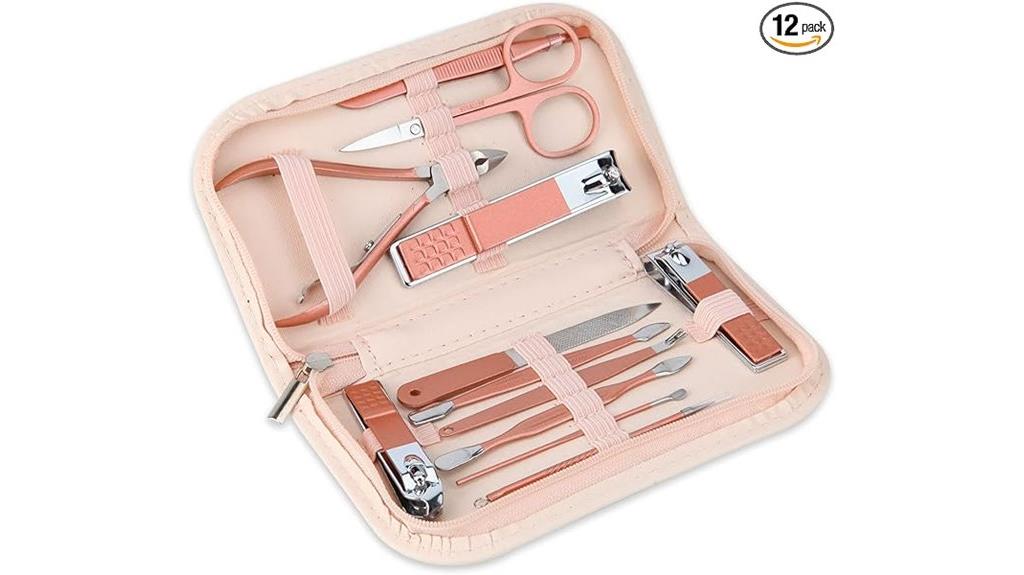 pink leather manicure set