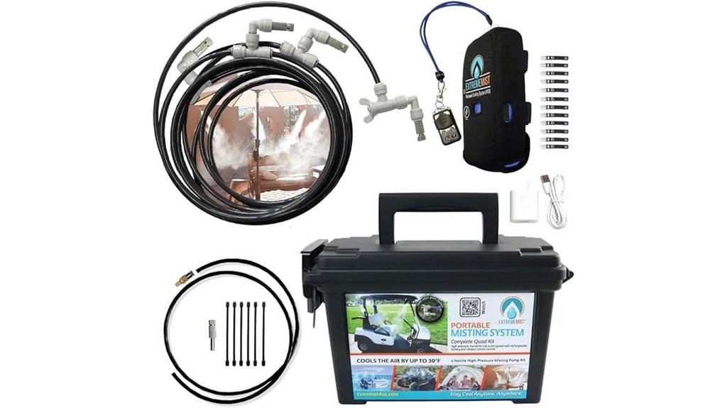 portable misting system with nozzles