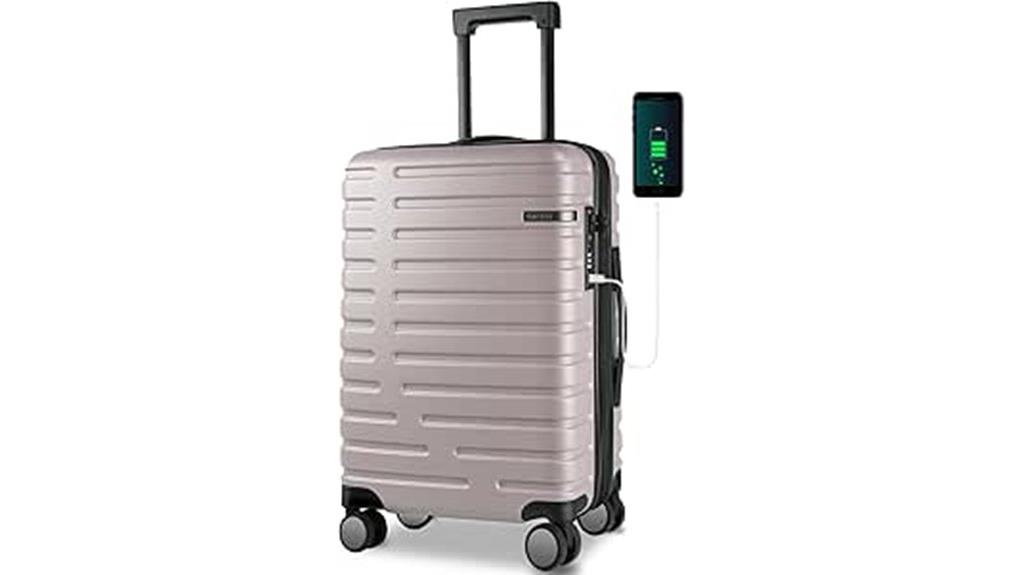 purple hard shell luggage