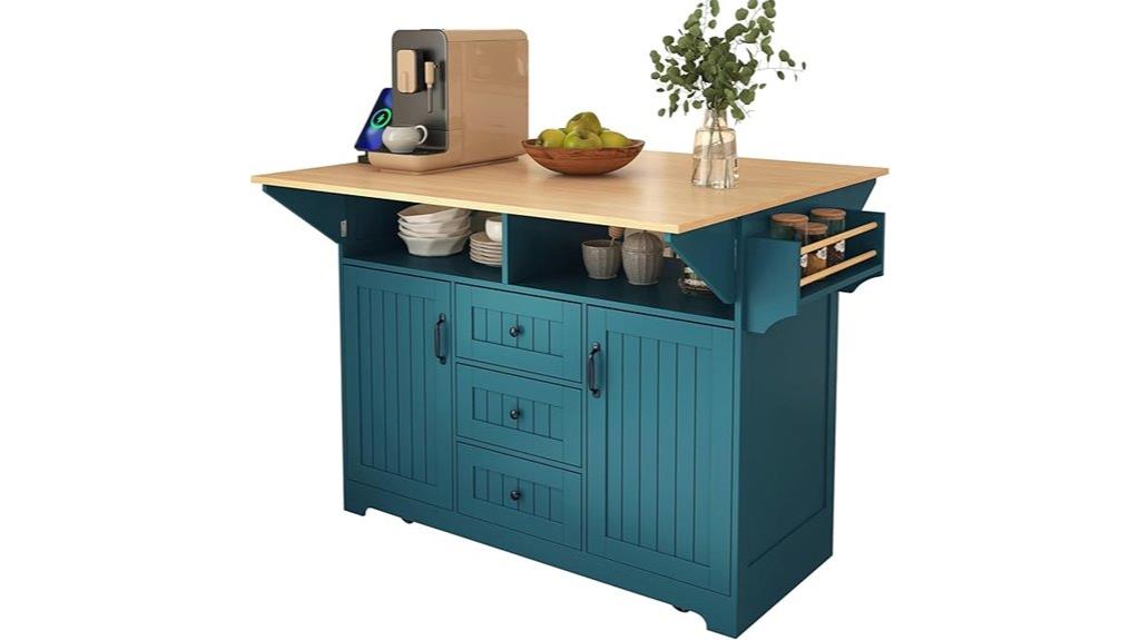 spacious island with outlets