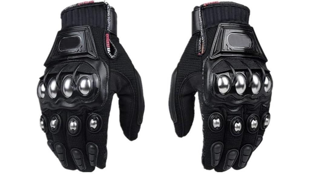 steel black motorcycle gloves