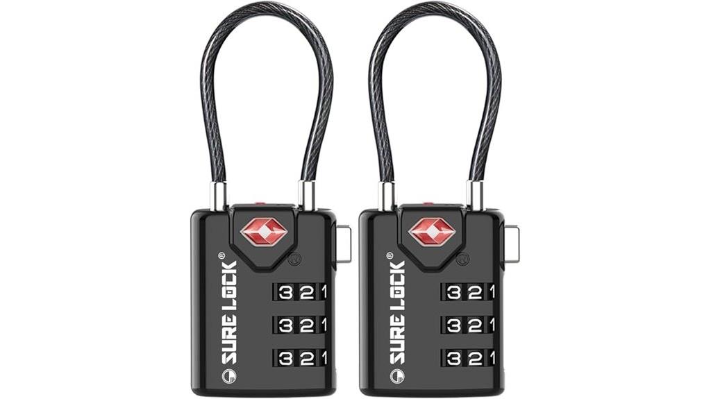 two tsa approved luggage locks