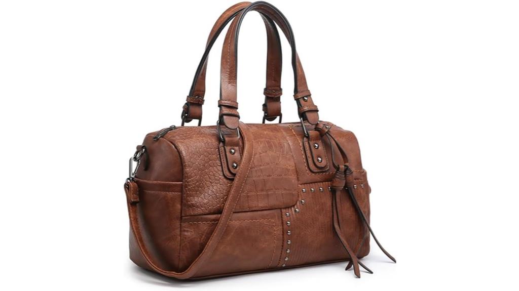 vegan leather barrel bag