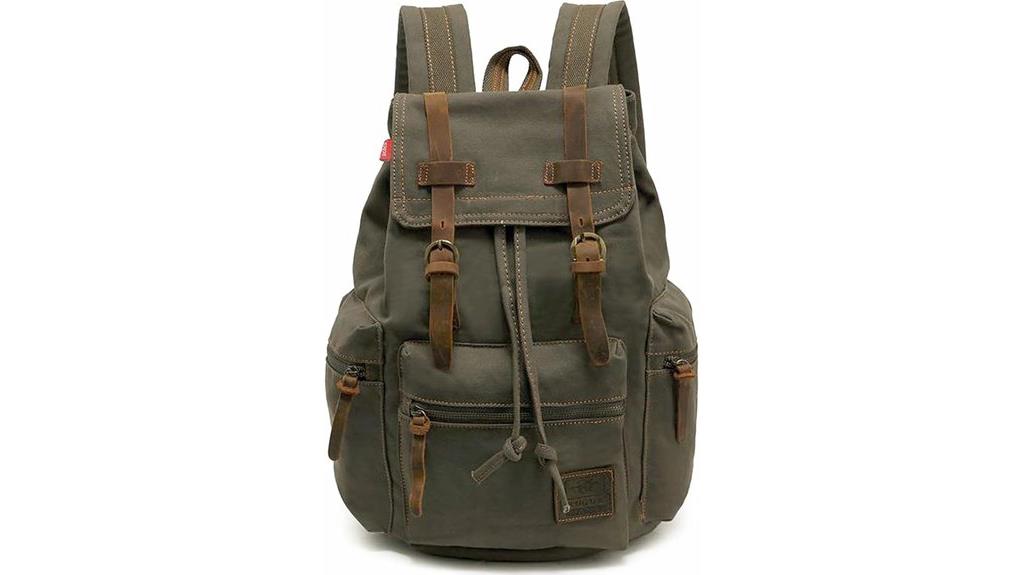 vintage canvas backpack leather