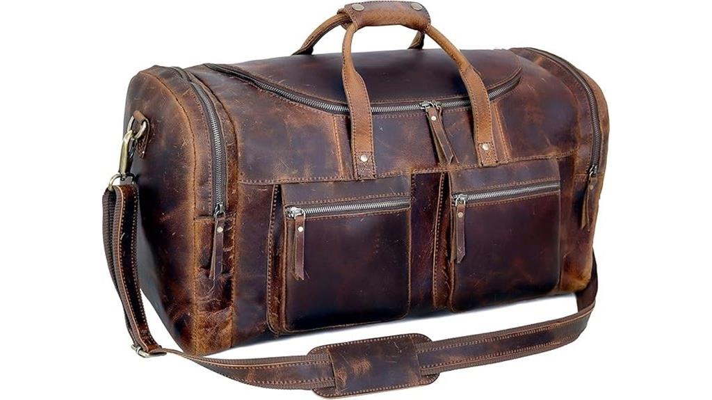 vintage leather retro duffel