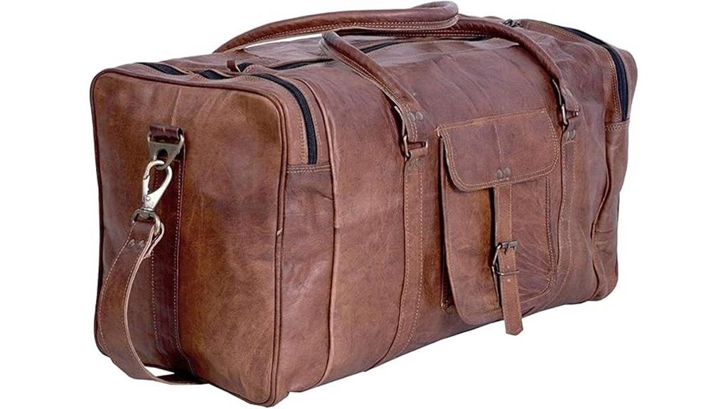 vintage leather travel duffle