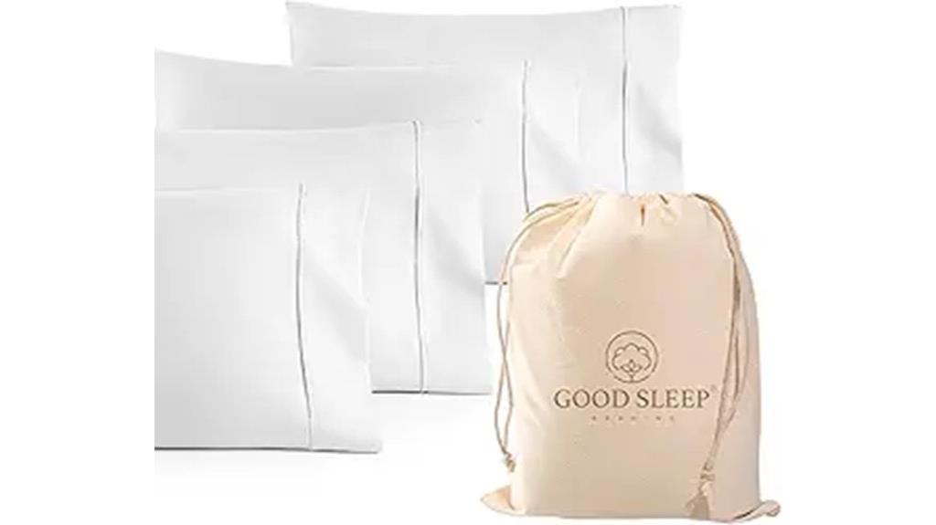 white pillowcases four piece set