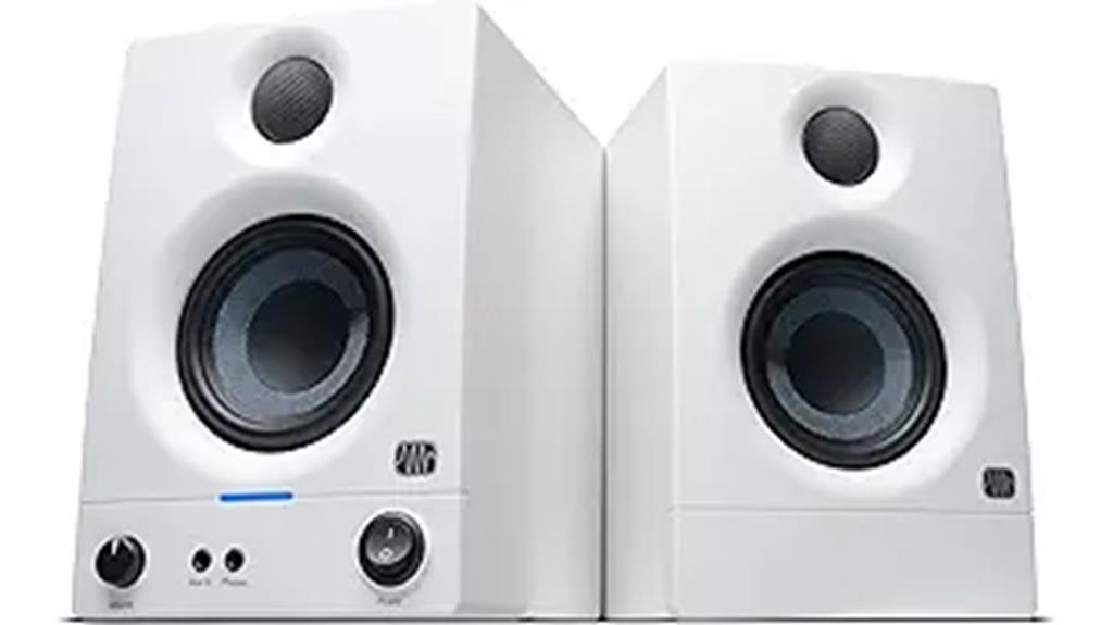 white studio monitor speakers