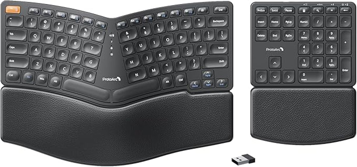 wireless ergonomic keyboard with wrist rest