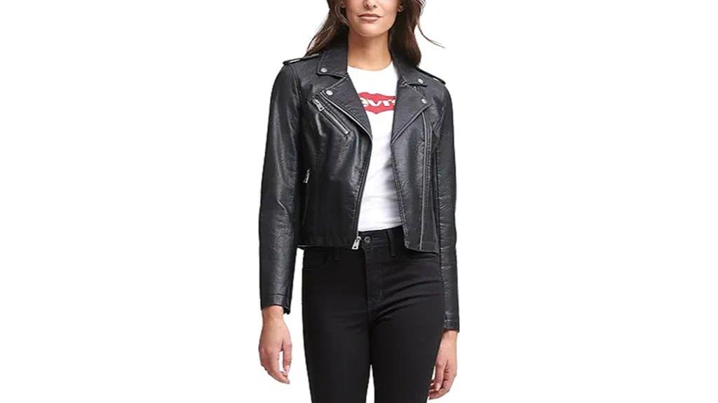 women s faux leather moto jacket