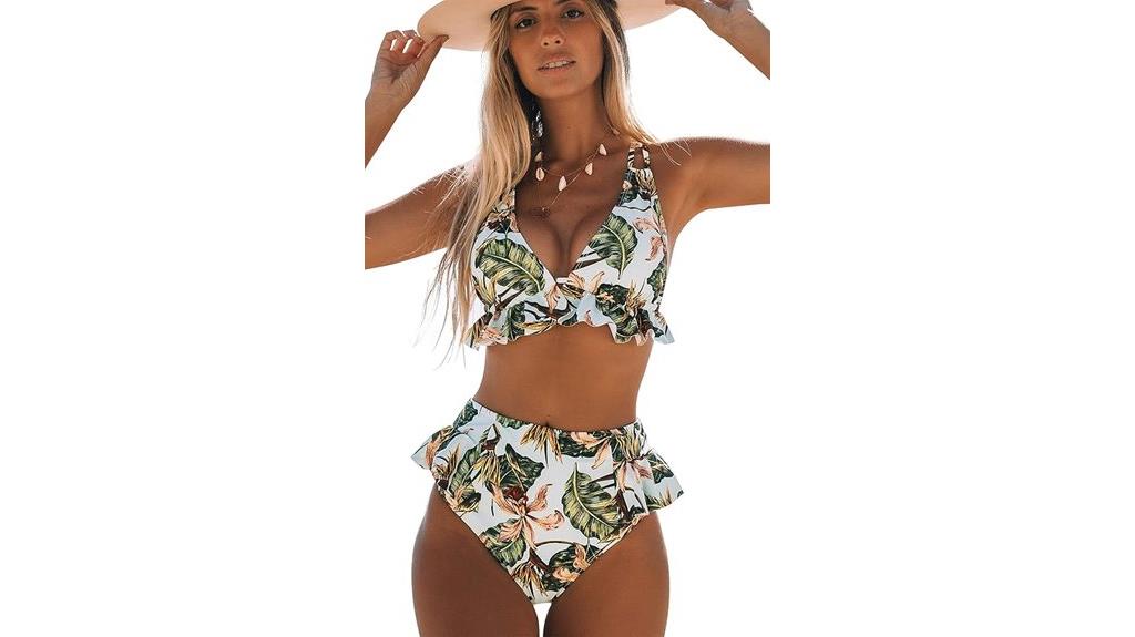 women s ruffle v neck bikini