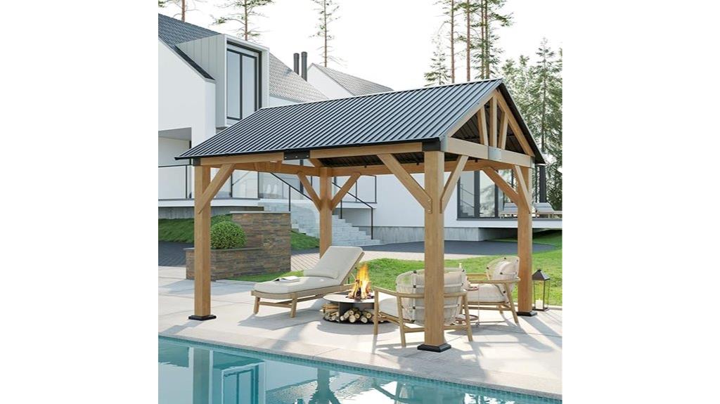wood gazebo with metal roof