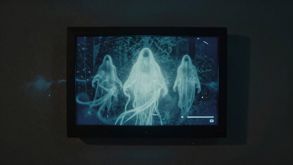 haunted atmosphere with digital displays