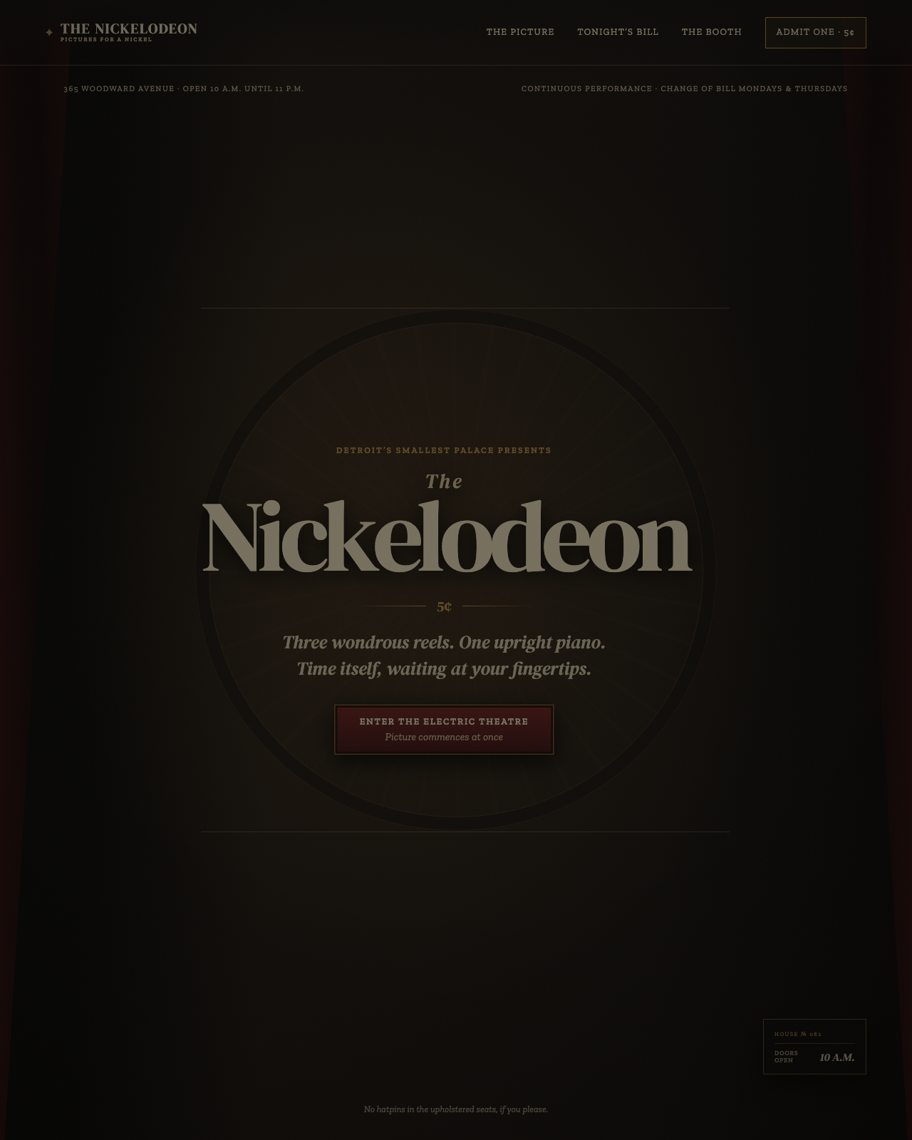Live view of The Nickelodeon — Five-Cent Pictures, 1907